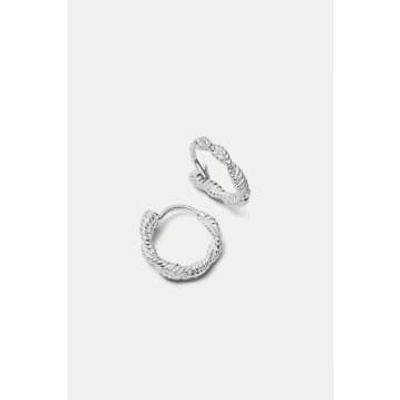Shop Daisy London Silver Helix Hoop Huggie Earrings In Metallic