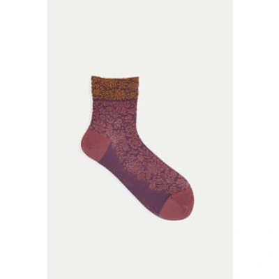 Shop Tabio Red Brown Two Tone Float Low Crew Socks