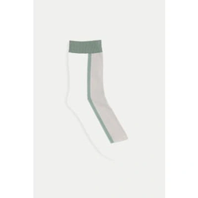 Shop Tabio White Asymmetrical Bicolour Crew Socks