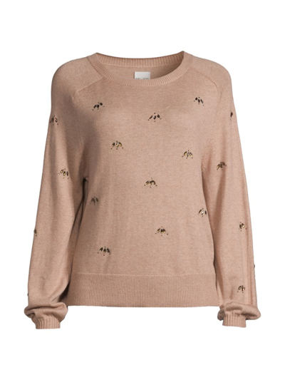 Shop Nic + Zoe Women's Hidden Gems Crewneck Sweater In Macaroon