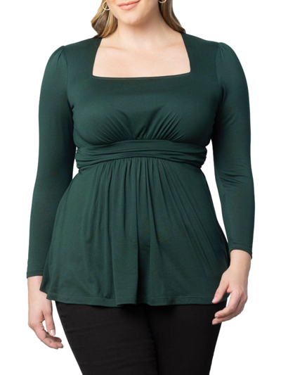 Shop Kiyonna Women's Delilah Jersey Long-sleeve Top In Hunter Green