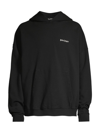 Shop Palm Angels Men's Oversized Embroidered Logo Hoodie In Black White