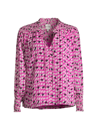 Shop Nic + Zoe Women's Vivid Dot Split Neck Blouse In Pink Multi