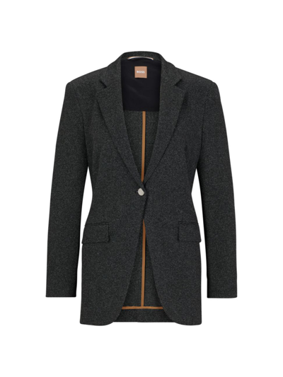 Shop Hugo Boss Women's Slim-fit Jacket In Heavyweight Woven Cloth In Patterned Grey