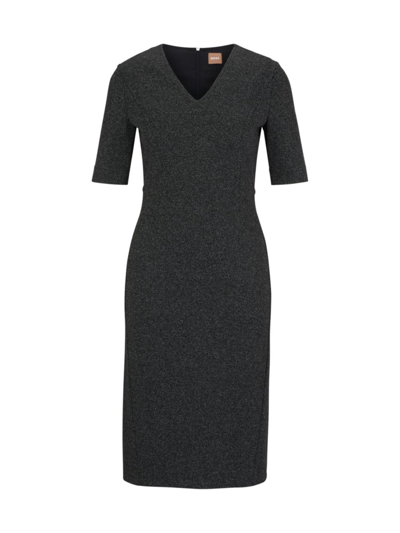 Shop Hugo Boss Women's Extra-slim-fit Dress With Woven Structure In Patterned