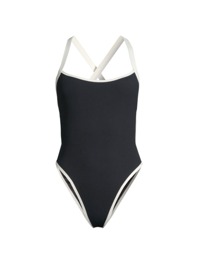 Shop L*space Women's Baewatch Ribbed One-piece Swimsuit In Black Cream
