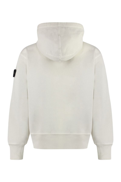 Shop Stone Island Cotton Hoodie In Ivory