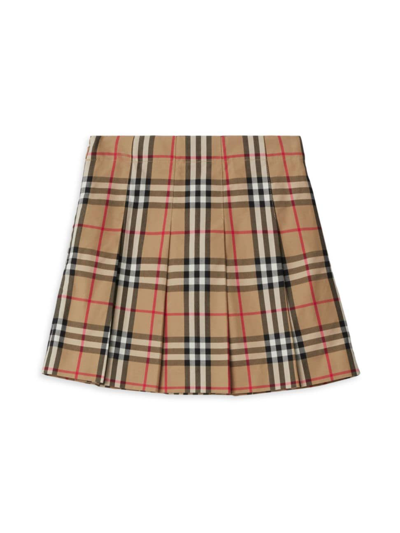 Shop Burberry Little Girl's & Girl's Gabrielle Check Pleated Skirt In Archive Beige Check
