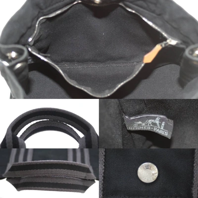 Shop Hermes Hermès Fourre Tout Black Cotton Tote Bag ()