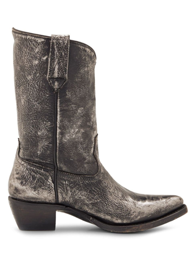 Shop Frye Women's Sacha Metallic Leather Western Boots In Dark Pewter