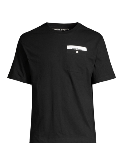 Shop Palm Angels Men's Sartorial Tape Logo Pocket T-shirt In Black