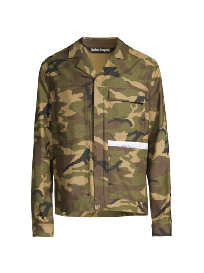 Shop Palm Angels Men's Sartorial Tape Camo Work Jacket In Military