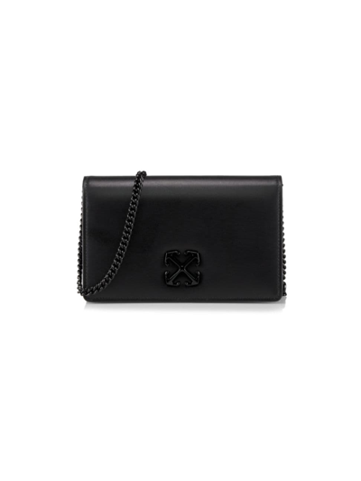 Shop Off-white Women's Jitney 0.5 Leather Chain Wallet In Black