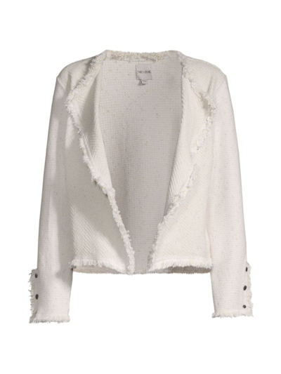 Shop Nic+zoe Petites Women's Metallic Frayed Knit Jacket In Cream Mix