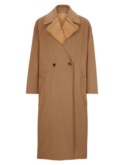 Shop Hugo Boss Women's Regular-fit Coat With Padded Inner Jacket In Dark Beige