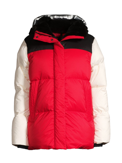 Shop Head Sportswear Women's Colorblocked Ripstop Puffer Ski Jacket In Red