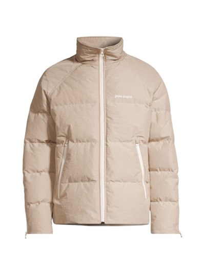 Shop Palm Angels Men's Quilted Puffer Jacket In Beige White