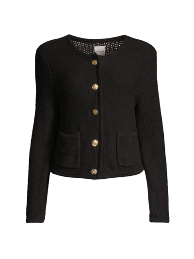 Shop Nic + Zoe Women's Gilded Texture Sweater Jacket In Black