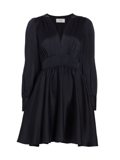 Shop Xirena Women's Cosima Silk Long-sleeve Minidress In Black