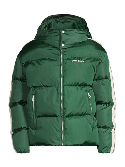 Shop Palm Angels Men's Hooded Puffer Track Jacket In Forest Green