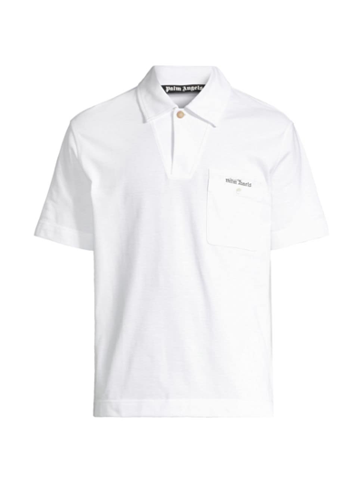Shop Palm Angels Men's Sartorial Tape Button Polos In White