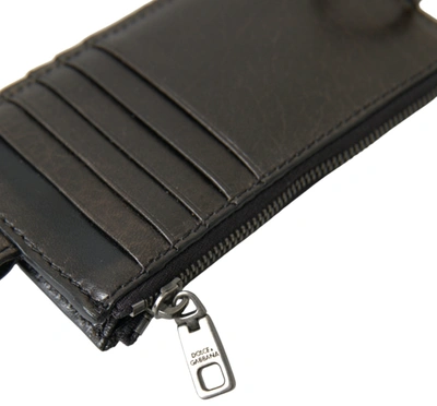 Shop Dolce & Gabbana Black Leather Lanyard Logo Card Holder Men Wallet