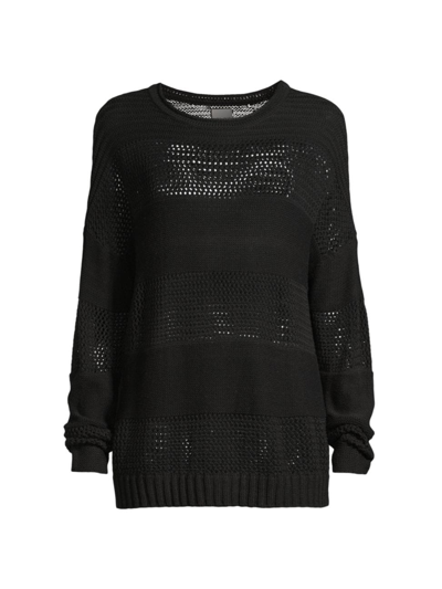 Shop Nic + Zoe Women's Mesh Mix Textured Sweater In Black