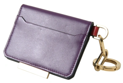 Shop Dolce & Gabbana Purple Calf Leather Bifold Logo Card Holder Wallet