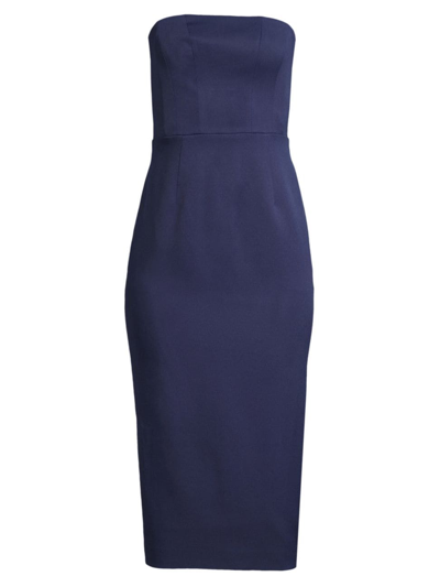 Shop Milly Women's Traci Cady Strapless Midi-dress In Navy