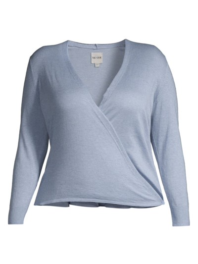 Shop Nic + Zoe, Plus Size Women's All Year 4-way Cotton-blend Cardigan In Blue Glacier