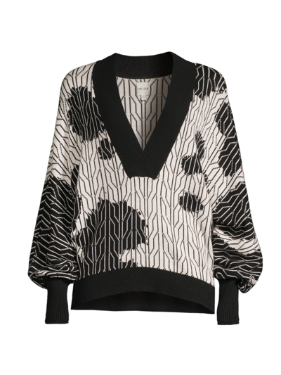 Shop Nic+zoe Petites Women's Deep Dive Dusk V-neck Sweater In Black Multi
