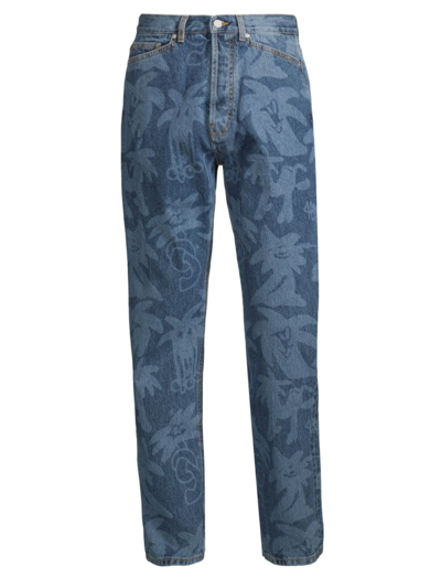 Shop Palm Angels Men's Palmity Five-pocket Jeans In Light Blue