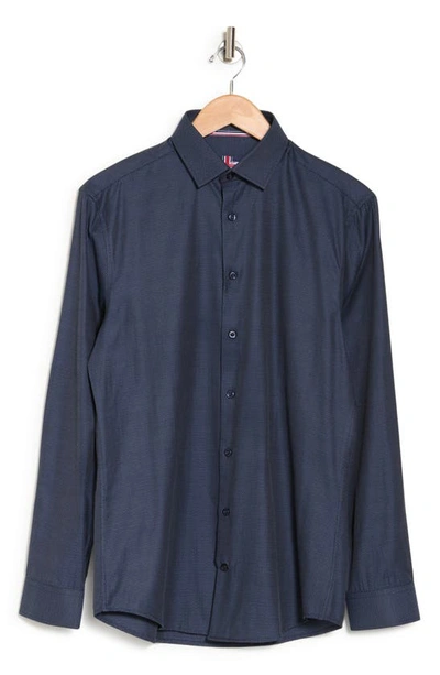 Shop Soul Of London Pin Dot Stretch Button-up Shirt In Navy