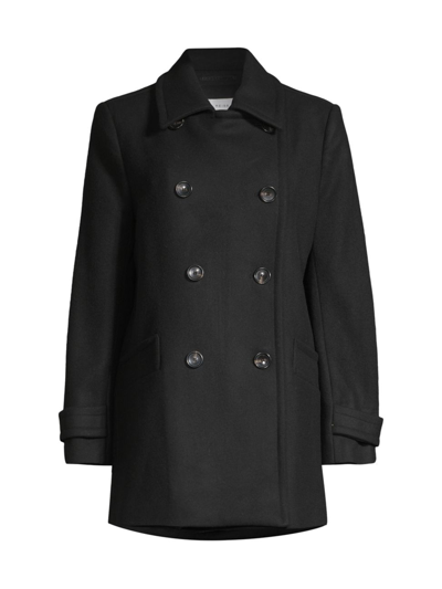 Shop Reiss Women's Maise Wool-blend Double-breasted Peacoat In Black