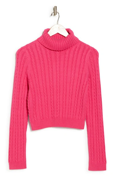 Shop Abound Cable Knit Crop Turtleneck Sweater In Pink Beetroot