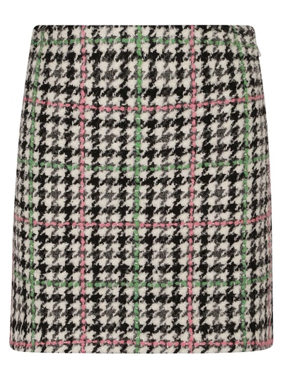 Shop Msgm Plaid-check Tweed Mini Skirt In Grey