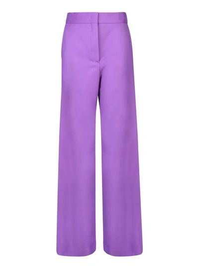 Shop Msgm High-waisted Virgin Wool Palazzo Trousers In Purple