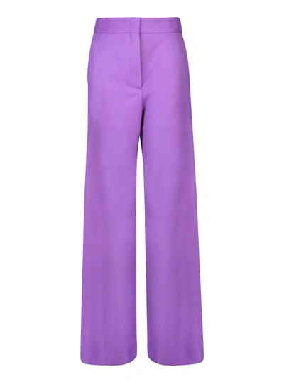 Msgm High-waisted Virgin Wool Palazzo Trousers In Purple