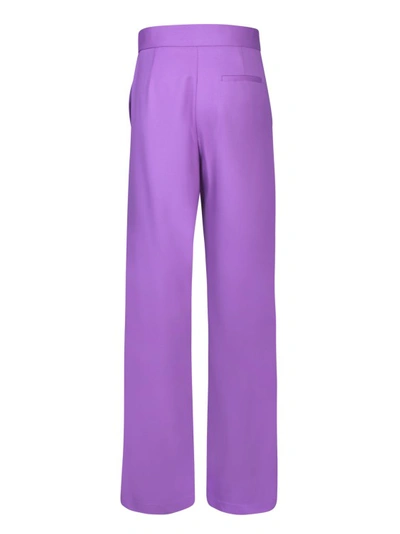 Shop Msgm High-waisted Virgin Wool Palazzo Trousers In Purple