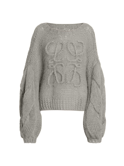 Shop Loewe Women's Anagram Mohair-blend Logo Sweater In Grey Melange