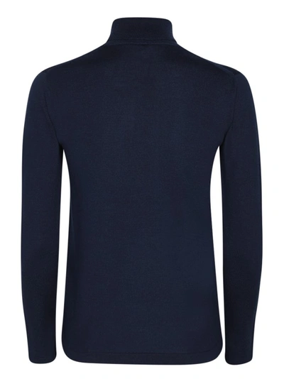 Shop Kenzo Blue Finely Knitted Sweaters In Black
