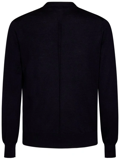 Shop Low Brand Dark Navy Extrafine Merino Wool Knit Cardigan In Black