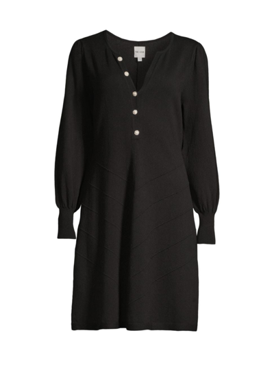 Shop Nic + Zoe Women's Twirl Time Button-front Dress In Black