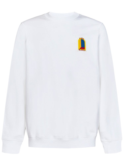 Shop Casablanca Graphic Printed Crewneck Sweatshirt In White