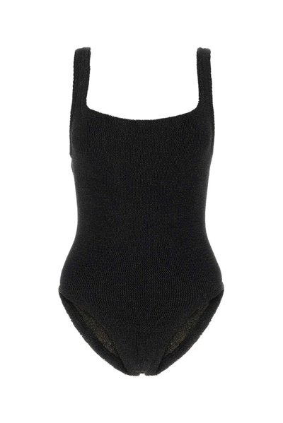 Shop Hunza G Square Neck One Piece Swimsuit In Black