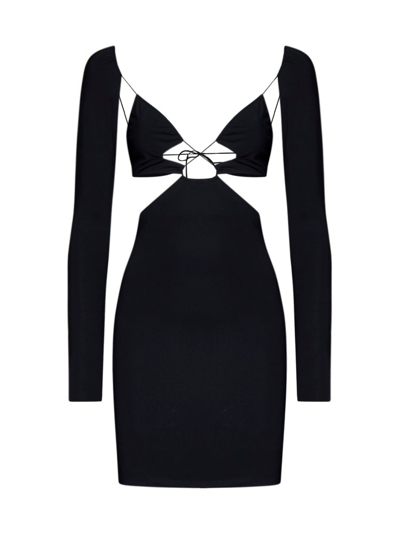 Shop Amazuìn Cut Out Detailed Velvet Mini Dress In Black