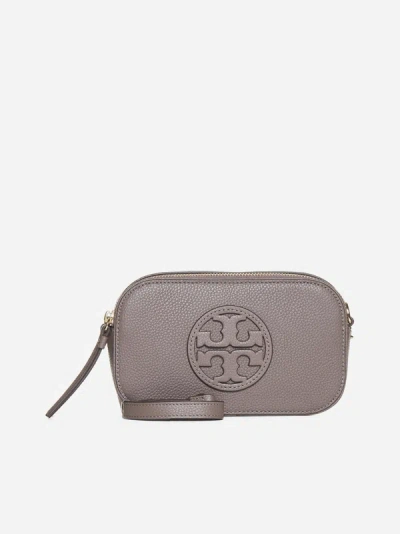Shop Tory Burch Miller Leather Mini Crossbody Bag In Clam Shell