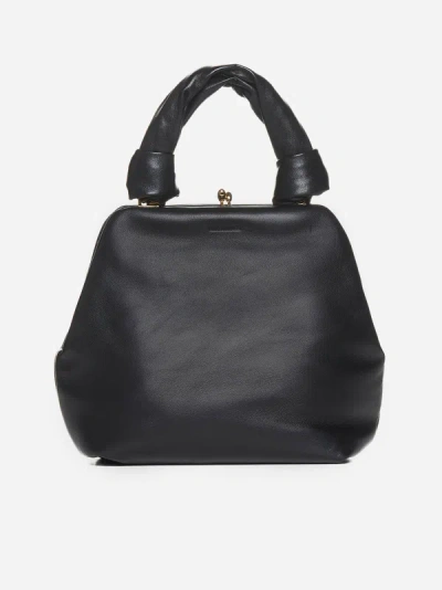 Shop Jil Sander Goji Square Leather Small Bag In Black