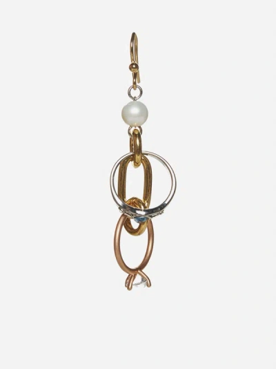 Shop Marni Pearl And Pendant Earrings In Deep Gold
