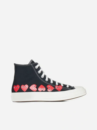 Shop Comme Des Garçons Play X Converse Canvas High-top Sneakers In Black